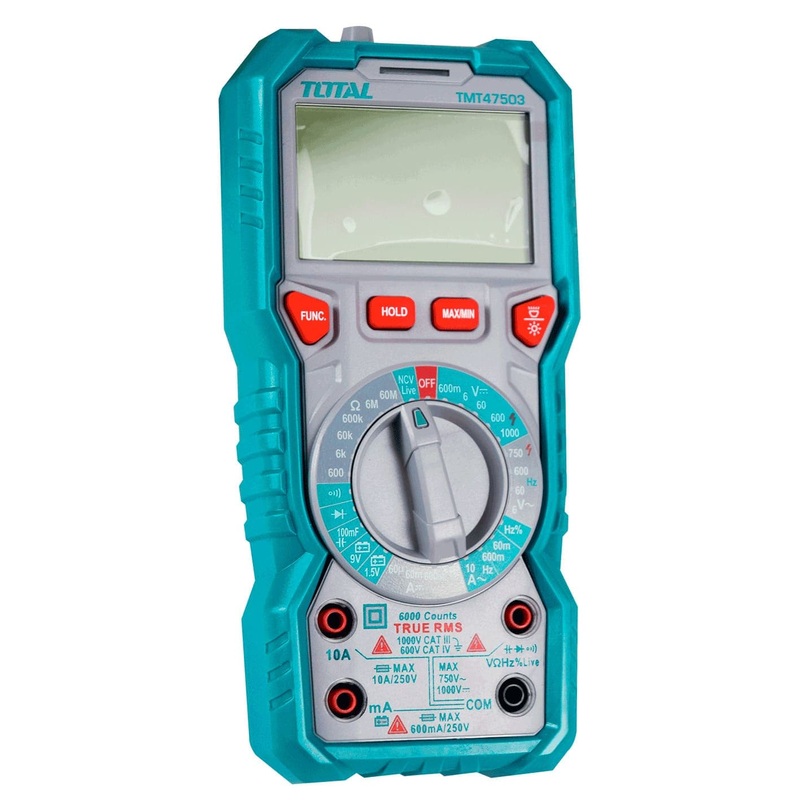 Multimeter Total Total Digital Electric Multimeter 6000 Counts 1000V - TMT47503 - Heavy ...