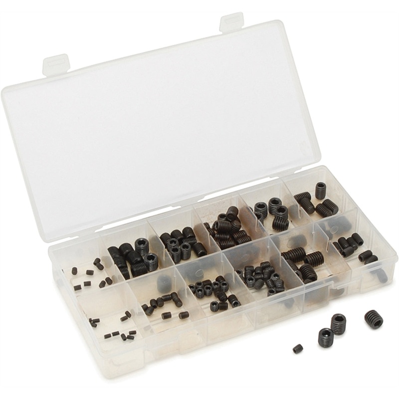 160 Piece SAE Socket Head Set Screw Assortment - Heavy-Duty Power Drill Kit